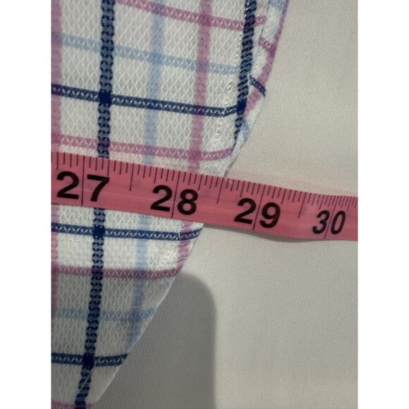 Scappino Italy Men's Dress Shirt Size 16.5 G White Blue Pink Windowpane Plaid - Picture 6 of 6